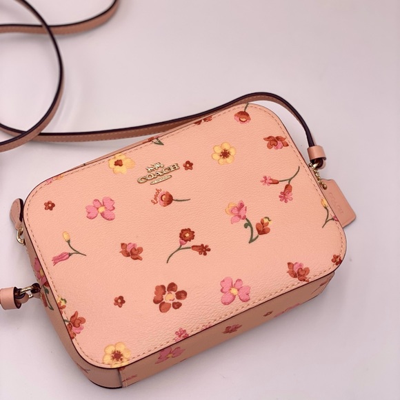 Coach Pink Floral Bow Print Camera Bag